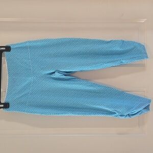 Lulu- B Aqua & White Geometric Capri Leggings